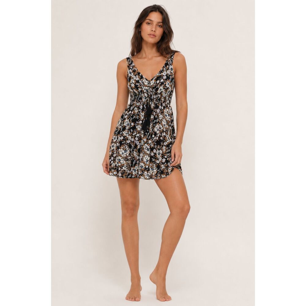 Free People Washed Ashore Floral Mini Dress Boho Twist Back Festival Small Indie